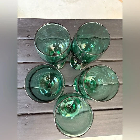 Vintage Empoli Green Wine Glasses – Hand-Blown Italian Mid-Century Barware